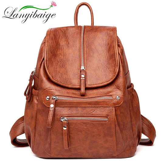 Sac à Dos Femme Cuir Haute Qualité Vintage - Backpack Voyage École Filles