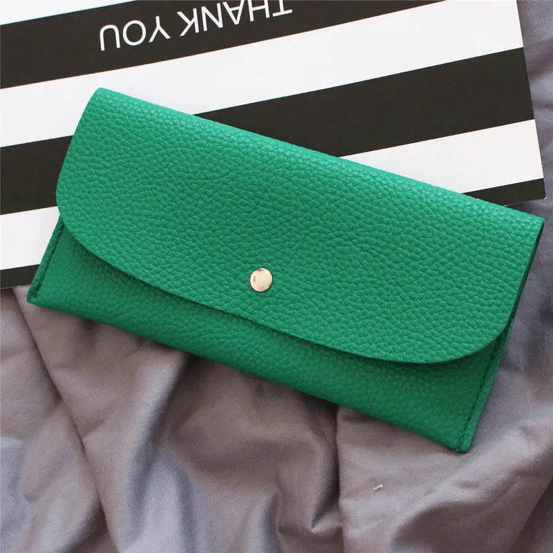 Portefeuille Femme Long Coloré Style Coréen - Porte-Cartes Cuir PU avec Fermoir