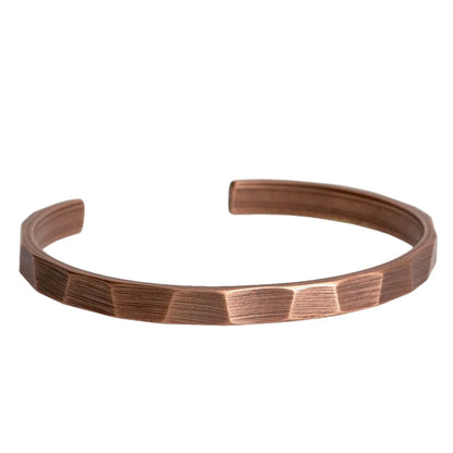Bracelet Cuivre Pur Fait Main Oxydé Punk – Manchette Sculptée Rustique Unisexe Cadeau