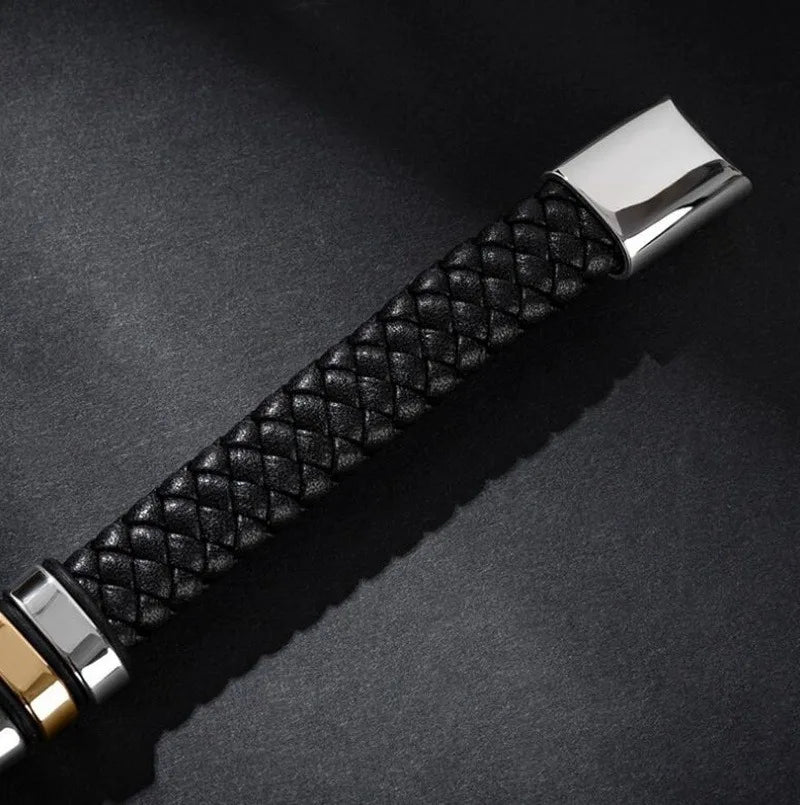 Bracelet Cuir Classique Homme – Boucle Magnétique Métal Casual Chic