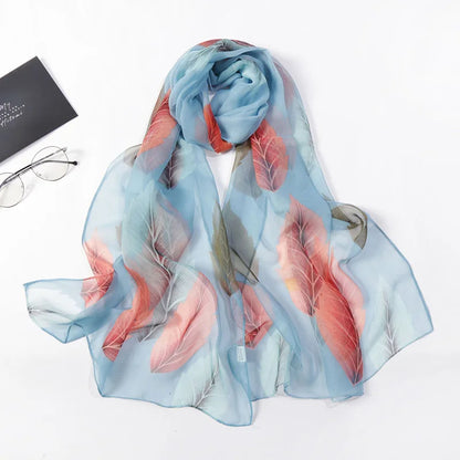 Foulard Écharpe Georgette Dégradé Fleur Femme - Bandana Châle Hijab Été Protection Solaire