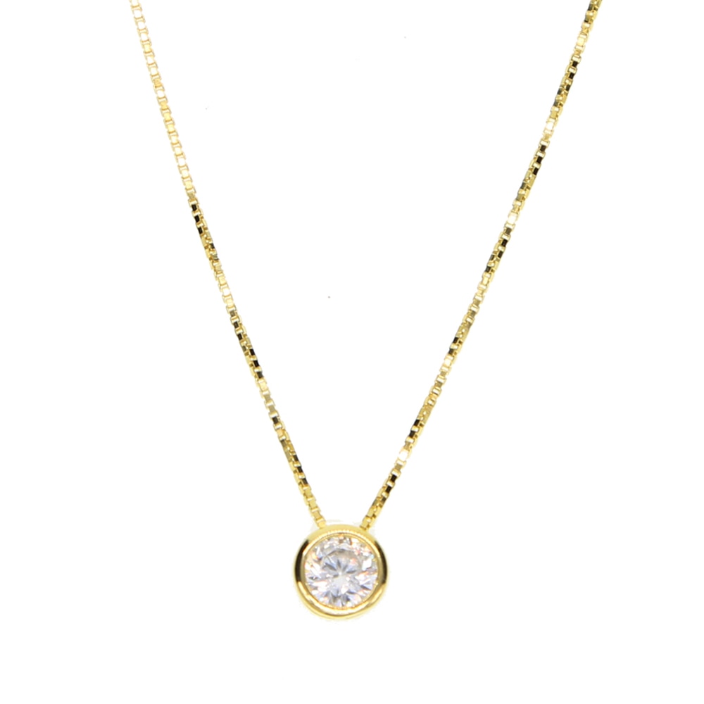 Collier Argent Sterling 925 Zircone Cubique - Pendentif Solitaire Délicat 5mm
