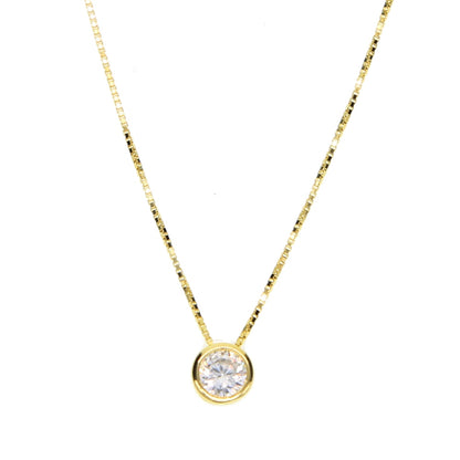 Collier Argent Sterling 925 Zircone Cubique - Pendentif Solitaire Délicat 5mm