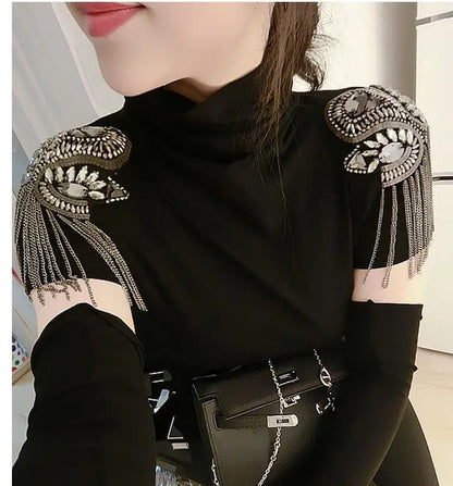 Épaulettes Broches Fait Main Pompons Strass - Accessoires Épaules Blazer LED