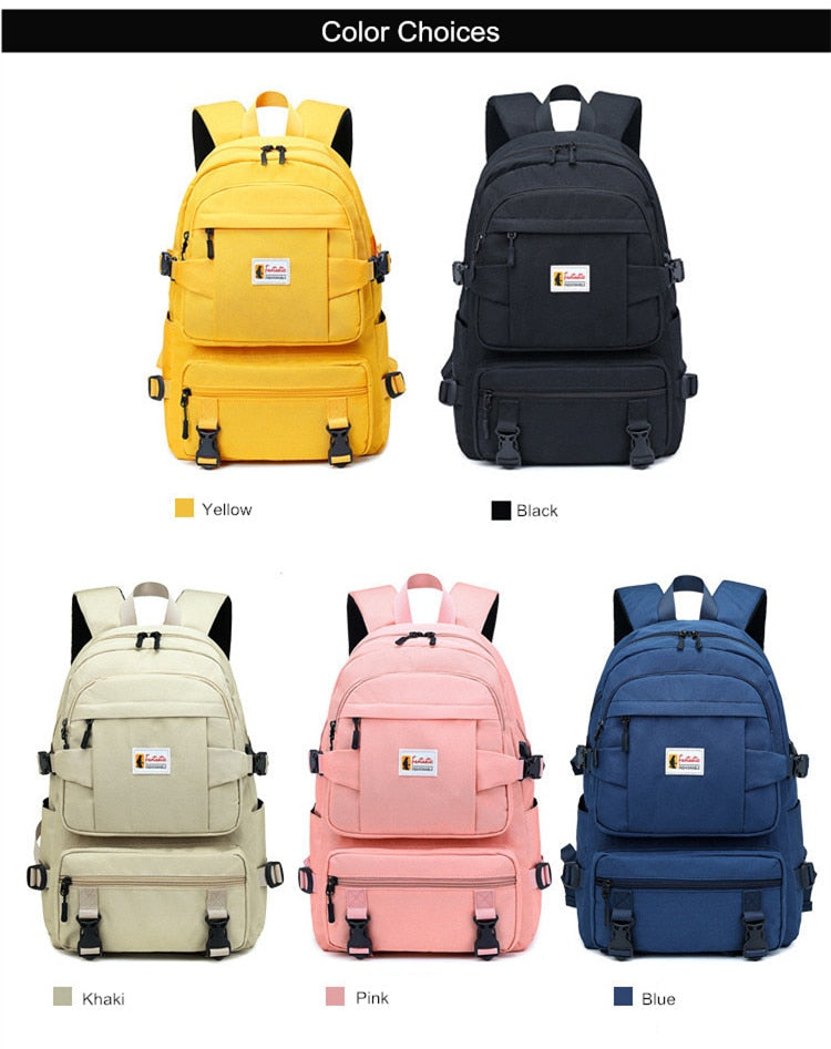 Sac à Dos Scolaire Fille Imperméable Oxford - Cartable Ado Grande Capacité Jaune
