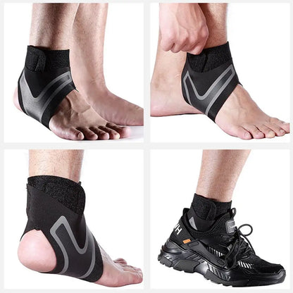 Chevillère Support Sport Élastique - Protection Cheville Running Basketball - Noir Gauche S