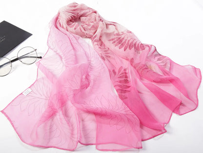 Foulard Écharpe Georgette Dégradé Fleur Femme - Bandana Châle Hijab Été Protection Solaire