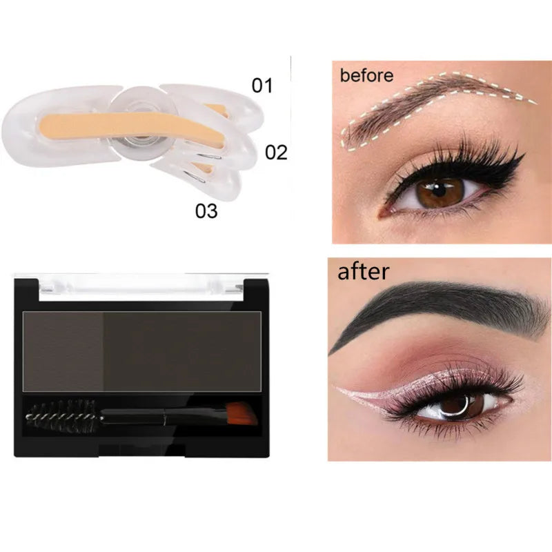Tampon à Sourcils Ajustable Waterproof - Palette Poudre Longue Tenue pour Maquillage Sourcils
