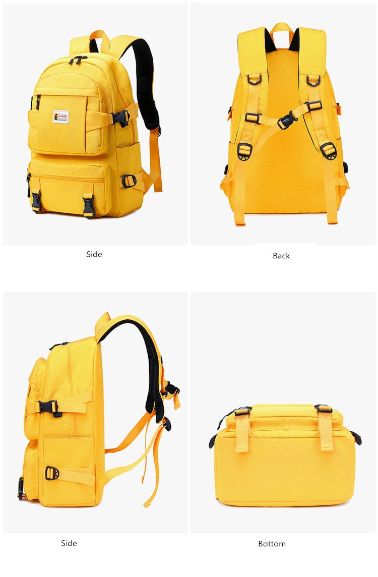 Sac à Dos Scolaire Fille Imperméable Oxford - Cartable Ado Grande Capacité Jaune