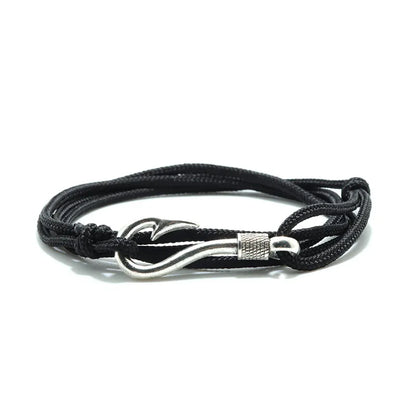 Bracelet Macramé Double Couche avec Hameçon - Paracorde Ajustable pour Homme