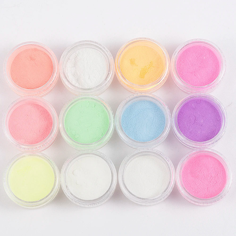 Set 12 Poudres Phosphorescentes Ongles Luminescentes - Paillettes Glow in Dark Nail Art Halloween Noël