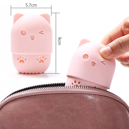 Support Séchage Éponge Maquillage Chaton Silicone - Porte Beauty Blender Hygiénique