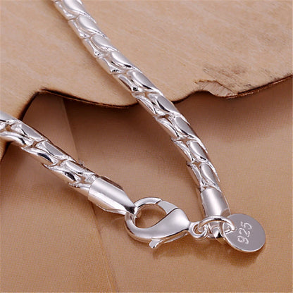 Bracelet Argent Sterling 925 DOTEFFIL Or 24K - Chaîne Serpent 4mm Charm Européen 20cm Femme