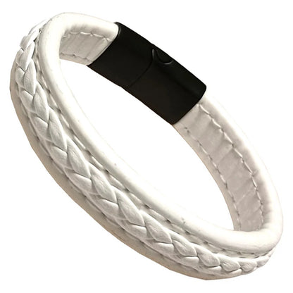 Bracelet Cuir Tressé Wrap Punk – Fermoir Magnétique Caché Acier Inox Femme