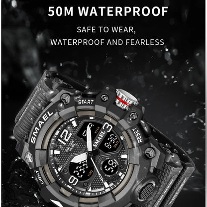 Montre Sport Militaire Homme LED - Alarme Chronomètre Étanche Dual Time
