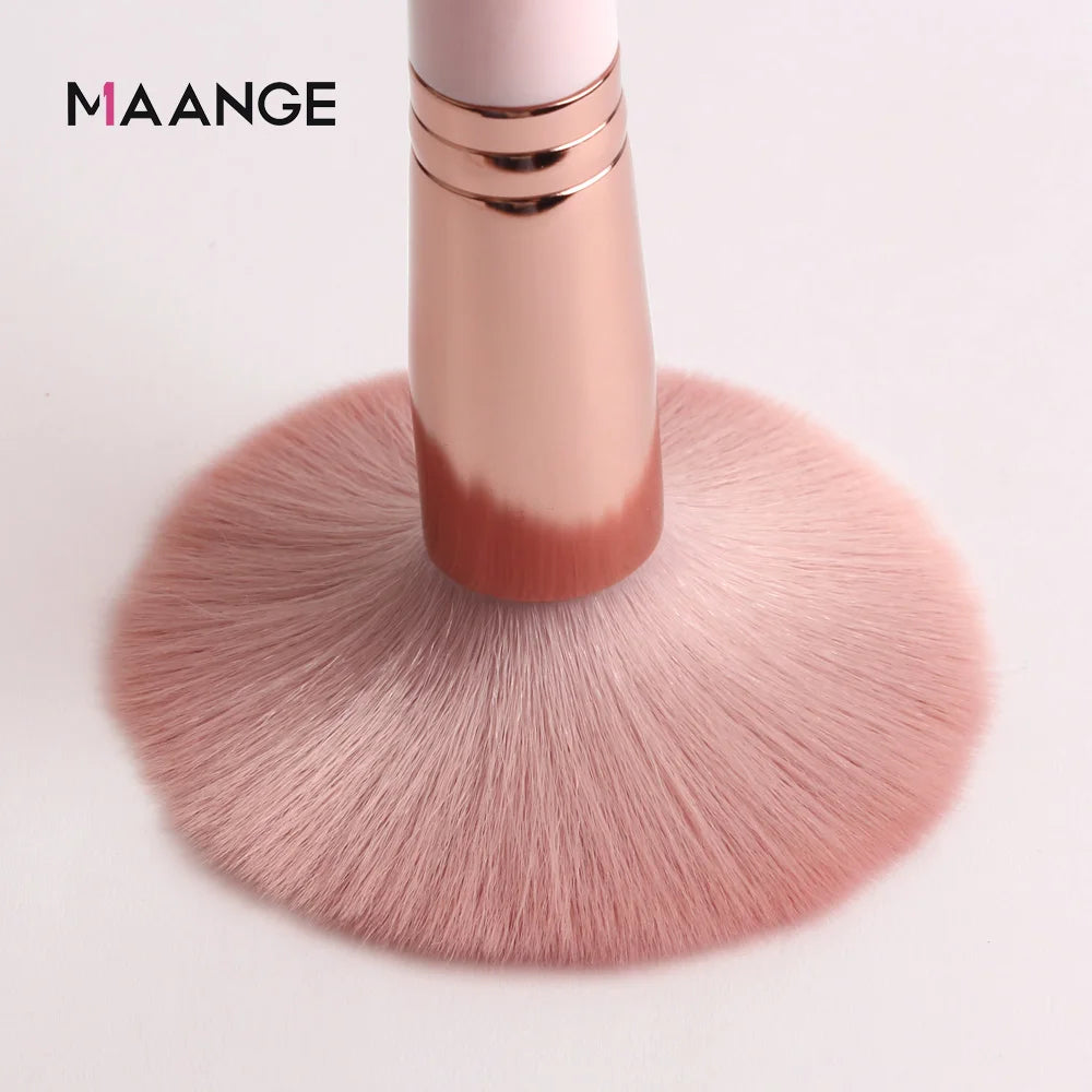 Set Pinceaux Maquillage MAANGE 12pcs Rose - Poudre Fard Paupières Eyeliner Sourcils Pro
