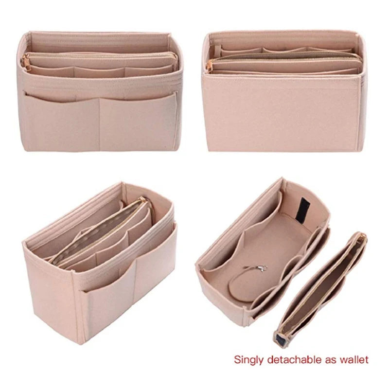 Organisateur Sac Feutre HHYUKIMI - Insert Cosmétiques Maquillage Voyage Portable 26x15x15cm