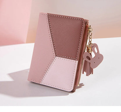 Portefeuille Femme Pliable Cuir PU - Porte-Cartes Portable avec Porte-Monnaie