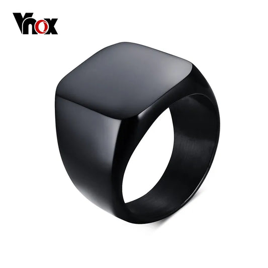 Bague Homme Punk Rock Vnox Noire - Chevalière Fashion Individuelle Soirée Bijoux