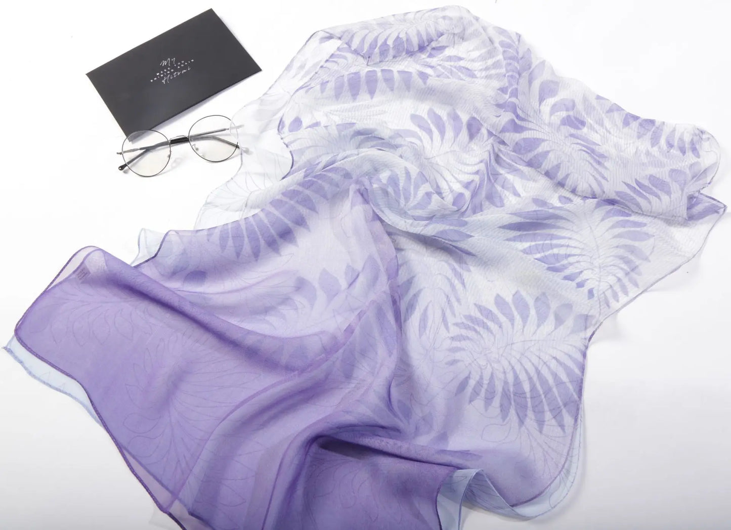 Foulard Écharpe Georgette Dégradé Fleur Femme - Bandana Châle Hijab Été Protection Solaire