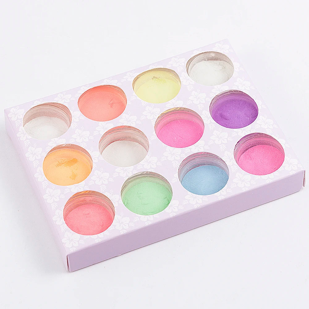 Set 12 Poudres Phosphorescentes Ongles Luminescentes - Paillettes Glow in Dark Nail Art Halloween Noël