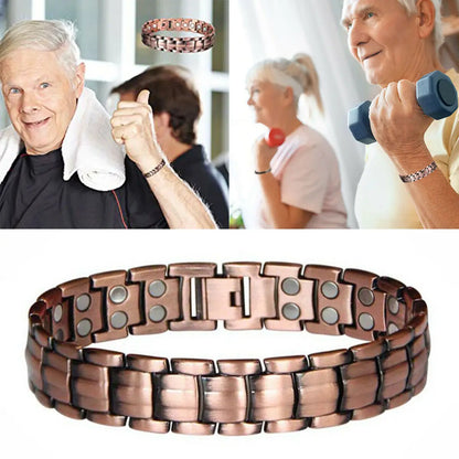Bracelet Cuivre Double Magnétique Homme – Soulagement Arthrite Style Business