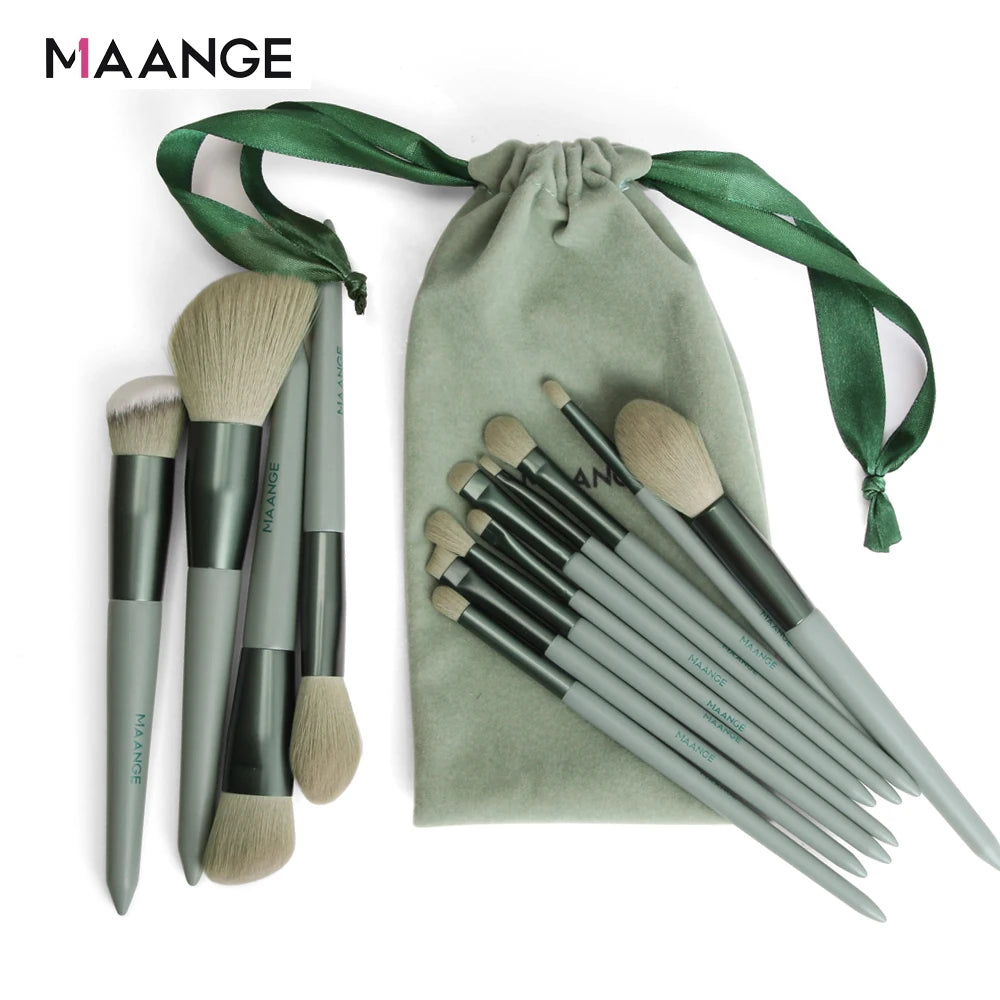 Set Pinceaux Maquillage MAANGE Pro 4/13 Pièces avec Sac - Fond Teint Fard Paupières Eyeliner Cils Professionnel