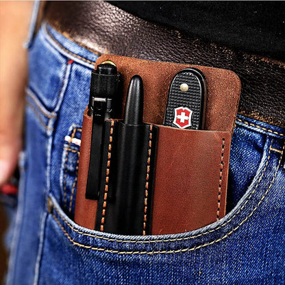 Organisateur Poche Cuir EDC - Étui Couteau Multioutil Artisanal Fait Main