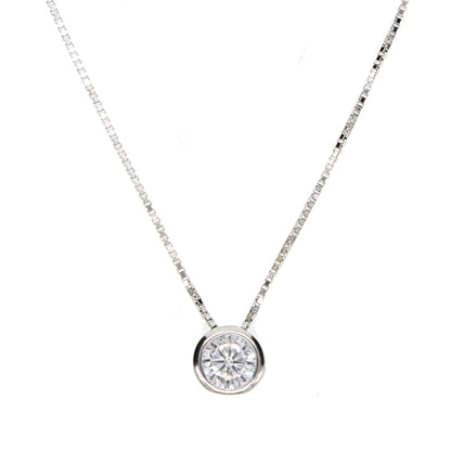 Collier Argent Sterling 925 Zircone Cubique - Pendentif Solitaire Délicat 5mm