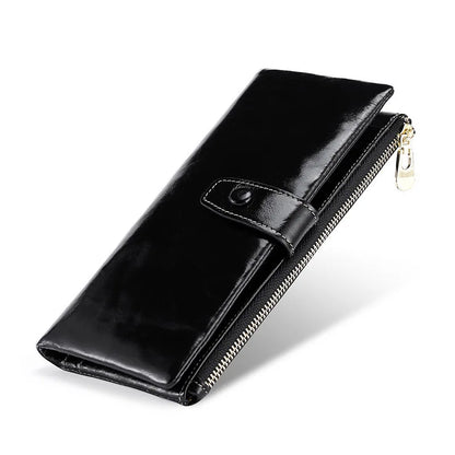 Portefeuille Femme Cuir Véritable Long - Porte-Monnaie avec Étui Téléphone et Compartiment Pièces