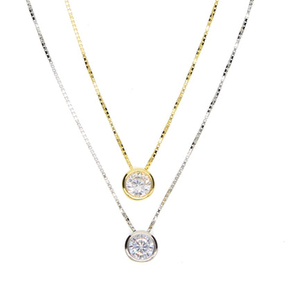 Collier Argent Sterling 925 Zircone Cubique - Pendentif Solitaire Délicat 5mm