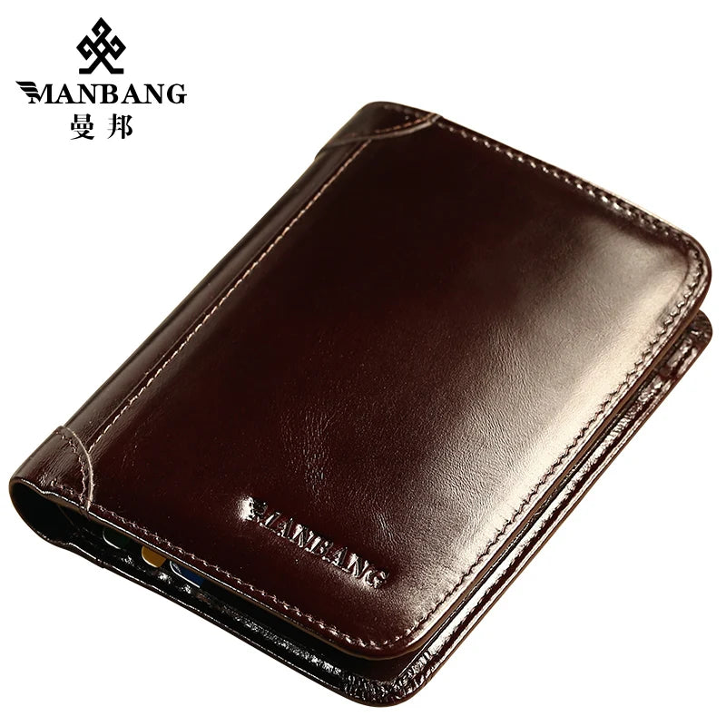 Portefeuille Homme Cuir Véritable Court Classique - Porte-Carte Porte-Monnaie Fashion Marron Café