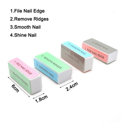 Lot 20 Limes à Ongles 4 Étapes - Bloc Polissage Manucure Pédicure Professionnel