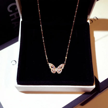 Collier Papillon Zircons AAA Argent 925 – Pendentif Élégant Sweet Femme