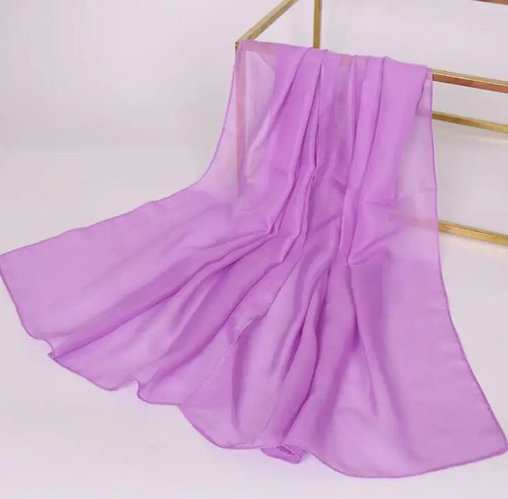 Foulard Soie Mousseline Luxe Femme - Écharpe Tête Plage Bandana Hijab Été