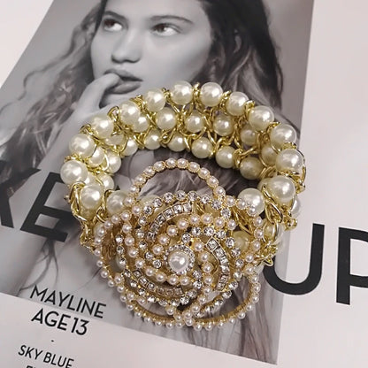 Bracelet Perle Abeille Élastique Luxe Fait Main – Bangle Pierre Semi-Précieuse Soirées Femme