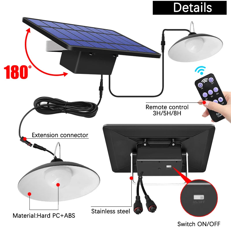Lampe Solaire Suspendue Amaryllis Double Tête - Éclairage Extérieur Jardin Camping