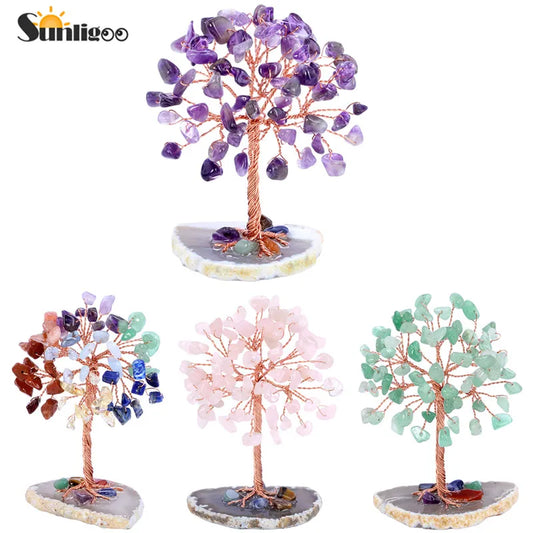 Arbre à Argent Cristal Mini Feng Shui - Arbre Vie Pierre Naturelle Chakra Décor