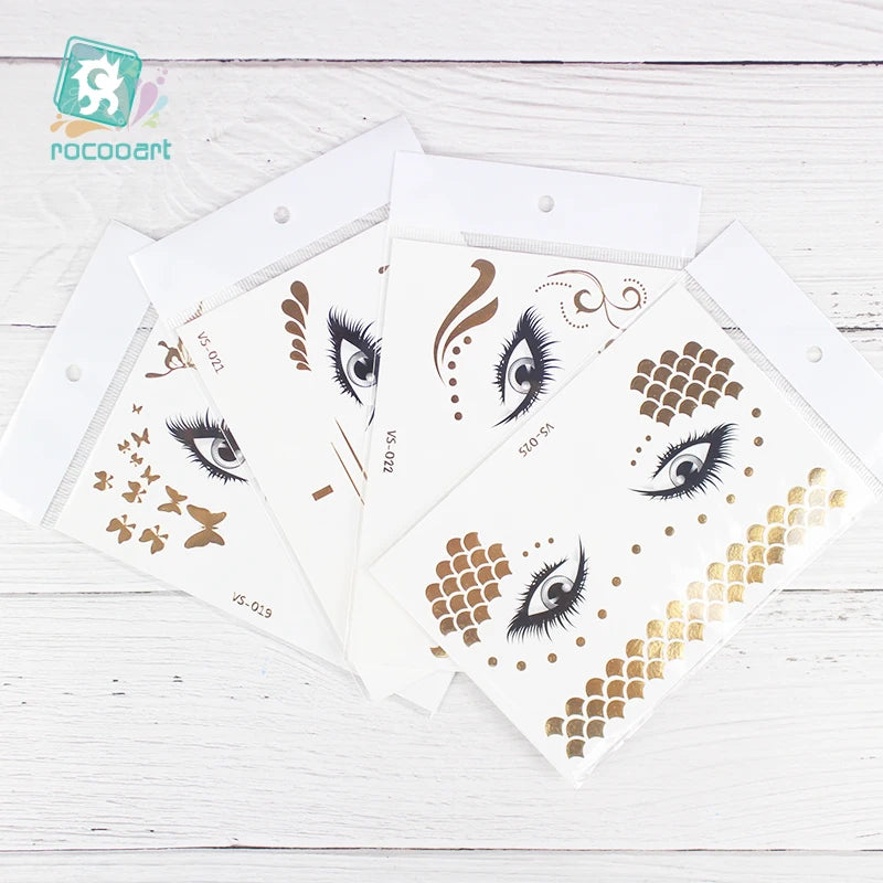 Tatouage Temporaire Métallique Flash Waterproof Or Argent - Fausses Taches Rousseur Visage Festival Carnaval Party