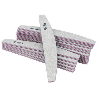 Lot 10 Limes Ongles Double Face 80/80 Grit Demi-Lune - Emery Board Salon Manucure Professionnelle