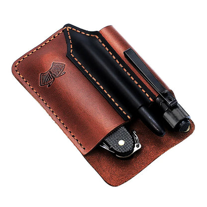 Organisateur Poche Cuir EDC - Étui Couteau Multioutil Artisanal Fait Main