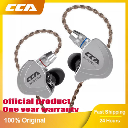 Écouteurs CCA C10 Hybrides 4BA+1DD - Intra-Auriculaires HiFi avec Réduction de Bruit Active