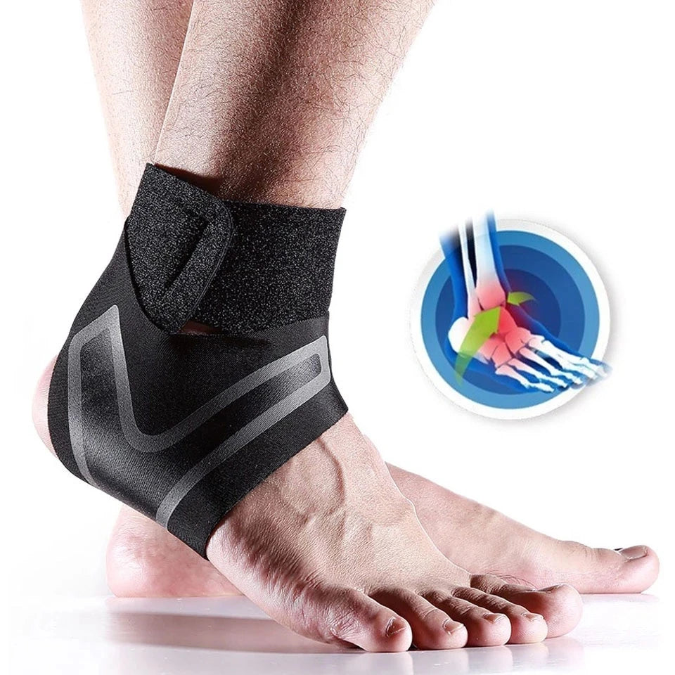 Chevillère Support Sport Élastique - Protection Cheville Running Basketball - Noir Gauche S