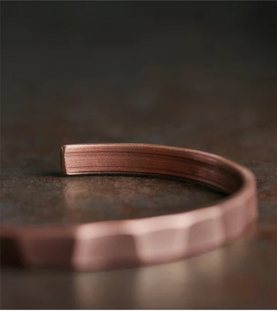 Bracelet Cuivre Pur Fait Main Oxydé Punk – Manchette Sculptée Rustique Unisexe Cadeau
