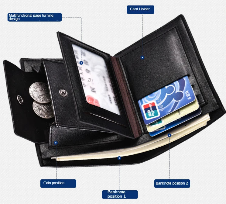 Portefeuille Homme Cuir - Porte-Cartes Compact avec Porte-Monnaie