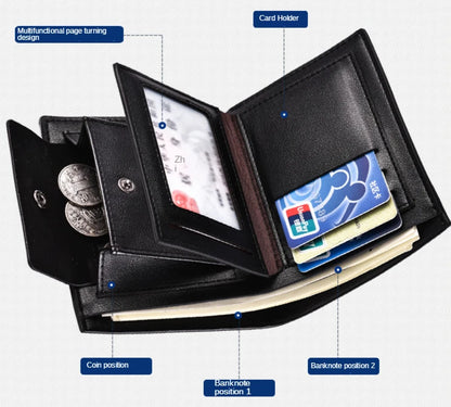 Portefeuille Homme Cuir - Porte-Cartes Compact avec Porte-Monnaie