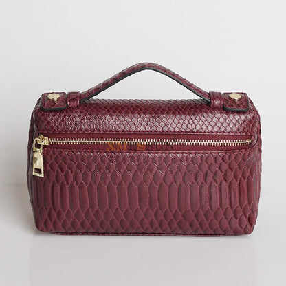 Sac Pochette Femme Cuir Motif Autruche - Clutch Luxe Designer Marron
