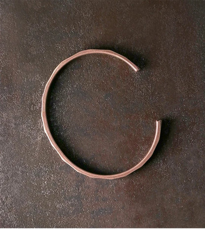 Bracelet Cuivre Pur Fait Main Oxydé Punk – Manchette Sculptée Rustique Unisexe Cadeau