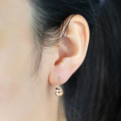 Boucles Oreilles Pendantes Or Rose 585 Zircon - Dangle Ball Cut Out Femme Fille Mariage Soirée Bijoux Cadeaux