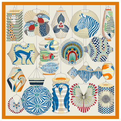 Foulard Carré Soie 90x90cm Imprimé Animaux Femme - Écharpe Châle Design Premium